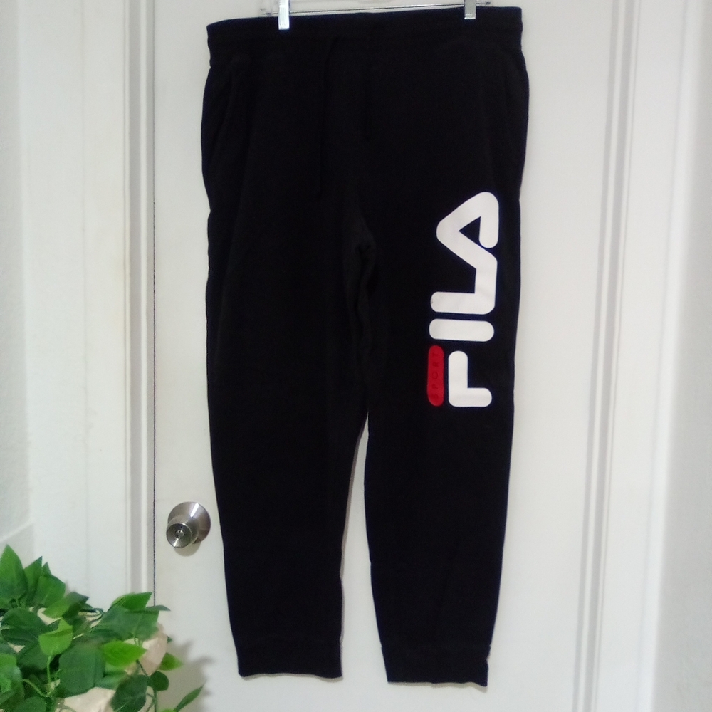 Fila men sweatpants joggers black size XL
